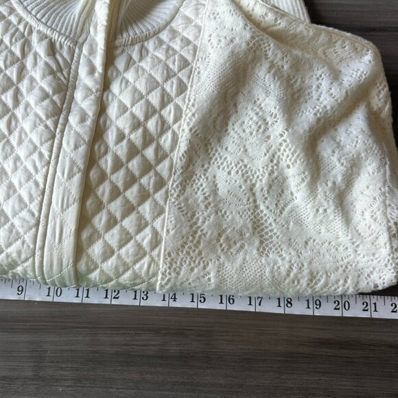 Anthropologie Saturday/Sunday Mission Ivory Quilted Lace Bomber Zip-up Jacket L - Picture 10 of 11